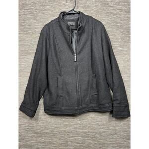 Della Spiga Jacket Womens XL Gray Wool Blend Full Zip Lined Short Coat Collared